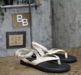 A New Day Womens Tarin Ankle Wrap Thong Sandals 92562724 Cream Black 6M
