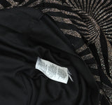 Betsy & Adam Womens Long Sleeve Glitter-Print Gown Black / Gold 4