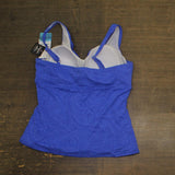 Swim Solutions Printed Twist-Front Tankini Jacquard Swim Top Blue Paisley 16