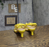 New York Company Womens Gwendolyn Kitten Heel Floral Yellow 6M