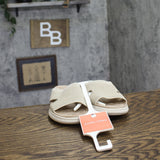 Easy Spirit Amari Sporty Flat Slide Sandals SEAMARI2-H Beige Gold Lurex 7M