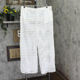 Dotti Womens Cotton Openwork Dot Drawstring-Waist Pants 85289 White XL