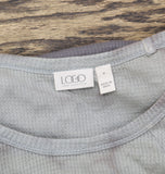 Logo By Lori Goldstein Neck Dye Effect Waffle Knit Shirt Top Dark Shadow Gray M