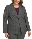 Calvin Klein Womens Plus Size Menswear One-Button Blazer Jacket X37JX21B