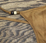Cupshe Camel Faux Suede Knit Wide Leg Sleeveless Jumpsuit Beige Khaki Brown S