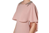 Vince Camuto Womens Petite Embellished Woven Capelet Gown Blush Pink 12P