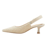 A New Day Womens Milan Pearl Slingback Heels 92611221 Ivory Off White 6M