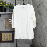 Isaac Mizrahi Live! Pima Cotton Tunic w/ Long Side Slits Cream Off White L