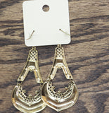 Melody Womens Fashion Enamel Filigree Teardrop Earrings Gold / Dark Blue 3.5"
