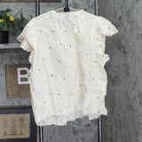 Black Tape Trendy Plus Size Printed Cotton Flutter-Sleeve Top Ivory Off White 2X