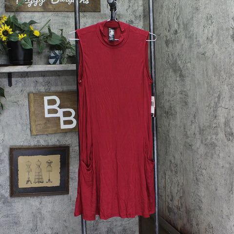 Trixxi Juniors Mock-Turtleneck A-Line Dress Red M