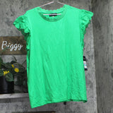 Karl Lagerfeld Ruffled Cap Sleeve Knit Top LP5T7888 Flore green 0X