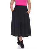 White Mark Womens Plus Size Tasmin Flare Midi Skirt PS709-011XL