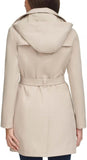 Calvin Klein Women's Trench Coat Belted Jacket Detachable Hood Tan Brown M