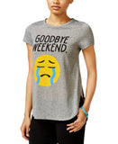 2 Kuhl Juniors Weekend Emoji Side-Slit Graphic T-Shirt Gray Multi L