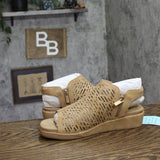 JBU By Jambu Womens Tessa Shooties Round Toe Wedge Sandals Tan Shimmer Brown 8M