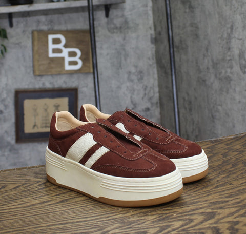 Madden Girl Womens Livvyy Lace Up Platform Sneaker Dark Rust Brown Red 5.5M