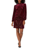 Vince Camuto Womens Babydoll Paisley Velvet Dress VC1M2504 Wine Red 14