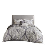 Madison Park Vienna Sateen Cotton 7-Piece Comforter Set Vienna Grey Queen