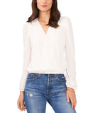 Sam & Jess Womens Woven Petite Puff-Sleeve Top New Ivory Off White PL