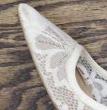 A New Day Womens Milan Slingback Lace Slip On Kitten Heels Cream Off White 7M