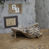 A New Day Womens Lyra Heels Fringe 94659228 Taupe Gray 6M