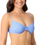 Salt + Cove Juniors Smocked Underwire Bikini Top Swim Cornflower Blue M