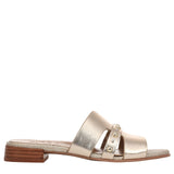 Naturalizer Niche Slide Sandal Metallic Leather Studded Champagne Brown 8M
