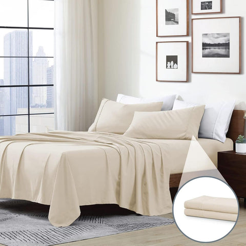 Swift Home Ultra-Soft Brushed Microfiber 6-Piece Sheet Set Cream Off White Queen