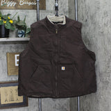 Carhartt Womens Plus Size Relaxed Fit Canvas Sherpa Lined Work Vest Brown 3X