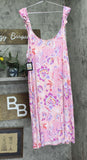 Ellen Tracy Womens Plus Size Printed Sleeveless Nightgown Multi Floral Pink 3X