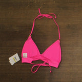 Becca Womens Modern Edge Textured Rib Halter Bikini Top 543857 Pink Glo M