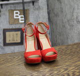 Sun + Stone Womens Reeta Block-Heel Platform Sandals Red 5M