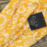 ELLA Rafaella Paisley Print Lace-up Short Sleeve Tee Shirt Cadmium Yellow 1X