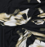 Calvin Klein Printed Twist-Front 3/4 Sleeve Maxi Dress Black Oyster Multi 16W