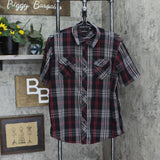 Burnside Mens Plaid Button Up Short Sleeve Shirt 166c1e4d57e742 Black Multi XL