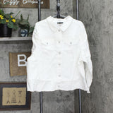 Dg2 Womens Frayed-Hem Denim Jacket 724439 White 3X