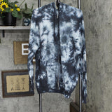 Wild Fable Womens Full-Zip Fleece Hooded Sweatshirt Black Tie Dye L