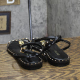 Nine West Rhinestone Strappy Flat Sandal WNMARCILA3 Black 9M