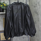 Universal Thread Faux Leather Gathered Waist Full Zip Bomber Jacket Black 3X