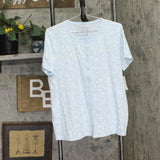 Charter Club Womens Cotton Printed Pajama Shirt Top Paisley Floral Blue L