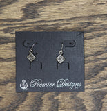 Premier Designs Fashion Dangly Clover Flower Pendant Earrings Silver Gray 1"