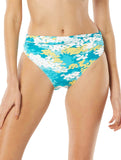 Carmen Marc Valvo Womens Shirred Waist Bikini Swim Bottom C4H223 Capri Blue M