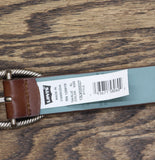 Levi's Womens Two-in-One Twisted-Buckle Reversible Belt 1.25 in. Tan / Blue XL
