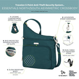 Travelon Essentials North/South Crossbody Bag Peacock Teal Blue One Size