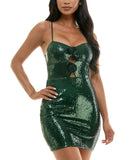 City Studios Juniors Sequin Rosette-Front Dress 8461WY6AT3 Hunter Green 9/10