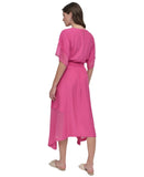 DKNY Handkerchief Hem Mixed Media Maxi Skirt P4DN8X10 Vivid Pink XS