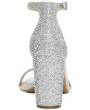 INC International Concepts Block Heel Sandals Silver Crystal Gray 6.5M
