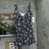 Island Escape Underwire Swimdress One Piece Swimsuit R760576 Black / White 16