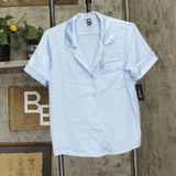 INC International Concepts Satin Short Sleeve Pajama Shirt Pale Spring Blue S